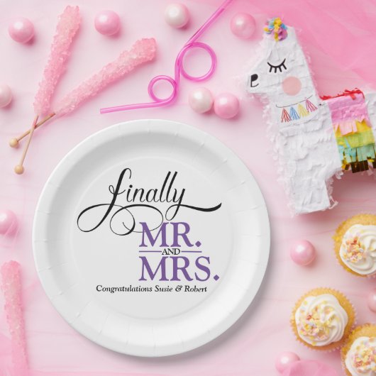 Schließlich Herr und Frau Wedding Empfang Pappteller (Party)