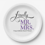 Schließlich Herr und Frau Wedding Empfang Pappteller (Vorderseite)