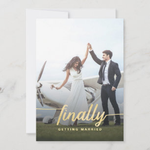 Schließlich lustiges Foto Hochzeit Retten Sie das Save The Date