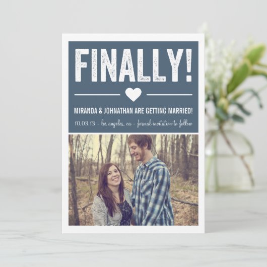 Schließlich - Navy Foto speichern Sie das Datum An Einladung (Stehend Vorderseite)