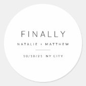 Schließlich Save the Date Runder Aufkleber (Vorderseite)