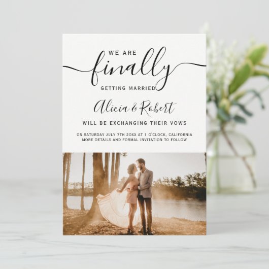 Schließlich Save the Date Skript einfaches chic Fo (Stehend Vorderseite)