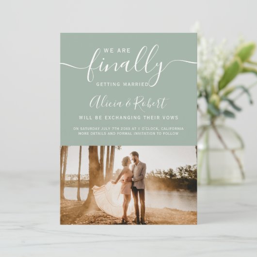 Schließlich Save the Date Skript einfaches grünes  (Stehend Vorderseite)