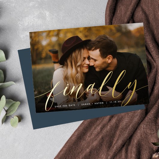Schließlich | Vollständiges Foto Save the Date Folieneinladung