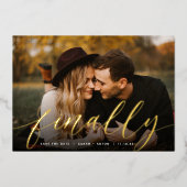 Schließlich | Vollständiges Foto Save the Date Folieneinladung (Vorderseite)