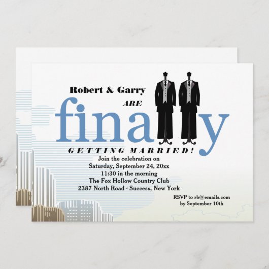 Schließlich zwei Smoking, das Einladung Wedding (Vorne/Hinten)