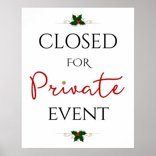 Schließt für private Feiertagsveranstaltungen Poster (Vorne)