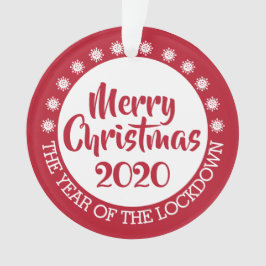 Schließung 2020 verkleidete Pandemie Weihnachtsrot Ornament