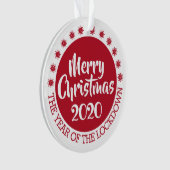 Schließung 2020 verkleidete Pandemie Weihnachtsrot Ornament (Vorderseite)