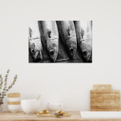 Schließung von Fischen in Schwarzweiß Poster (Küche)