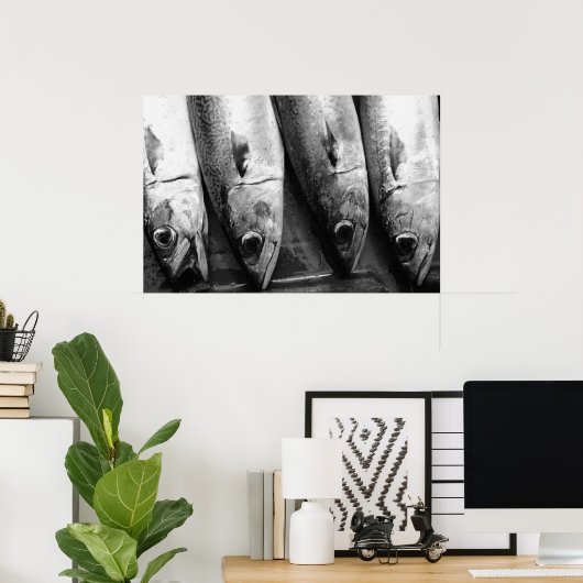 Schließung von Fischen in Schwarzweiß Poster (Heimbüro)