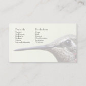 Schließung von Hummingbird Visitenkarte (Rückseite)