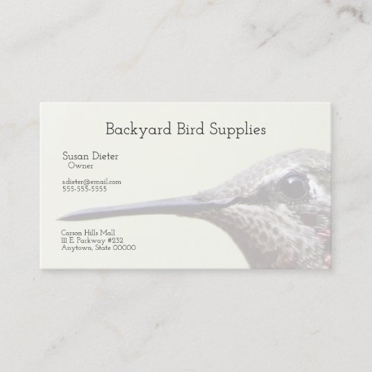 Schließung von Hummingbird Visitenkarte (Vorderseite)