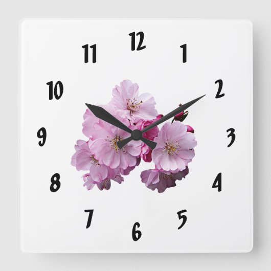 Schließung von Kirschblüten Quadratische Wanduhr (Vorderseite)