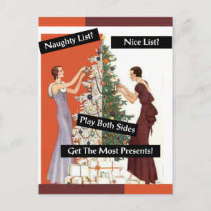 Schlimm oder Nett, Vintage, Lustig, Weihnachten Postkarte