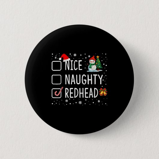 Schlimme Schöne Rothaarige Weihnachts-Pyjamas Lust Button (Vorderseite)