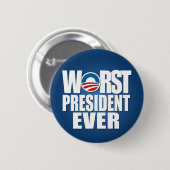 Schlimmster Präsident je - Anti Obama Button (Vorne & Hinten)