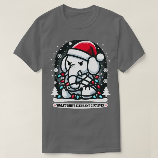 Schlimmstes weißes Elefantengeschenk im Weihnachts T-Shirt (Design vorne)