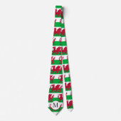 Schlips mit Monogramm Wales-Flagge Walisischer rot Krawatte (Vorderseite)