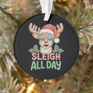 Schlitten fahren den ganzen Tag Coole Rentier-Sonn Ornament