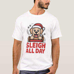 Schlitten fahren den ganzen Tag fröhlicher Retriev T-Shirt