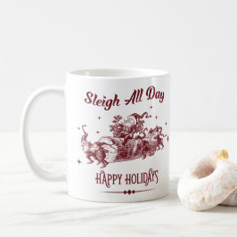 Schlitten fahren den ganzen Tag Vintage Weihnachte Kaffeetasse