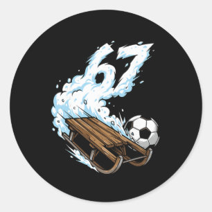 Schlitten-Fußball 67 Schnee Geschwindigkeit Lustig Runder Aufkleber