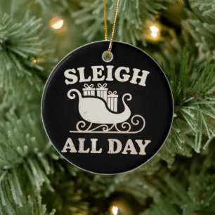 Schlitten Ganz Tag Santa Weihnachten Xmas Urlaub R Keramik Ornament