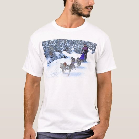 Schlitten-Hunderennen T-Shirt (Vorderseite)