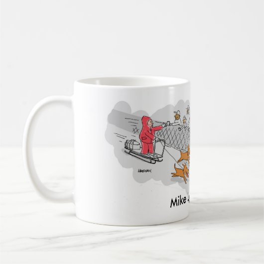 Schlitten-Hunderennen-Tasse Kaffeetasse (Links)