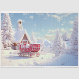 Schlitten im Schnee 1 Dekoupage Paper Seidenpapier