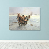 Schlitten in einer Winterlandschaft Leinwanddruck (Insitu (Holzboden))