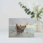 Schlitten in einer Winterlandschaft Postkarte (Stehend Vorderseite)