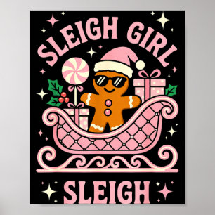 Schlitten Mädchen Süße Kekse Weihnachten Poster