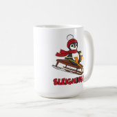 Schlitten - Niedlicher Pinguin im Schnee Kaffeetasse (VorderseiteRechts)