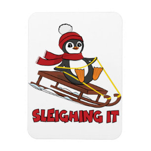 Schlitten - Niedlicher Pinguin im Schnee Magnet
