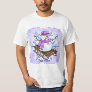 Schlitten Schneemann T-Shirt