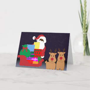 Schlitten schwarz weihnachtsmann feiertagskarte