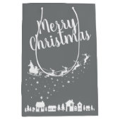 Schlitten und Rentiere des Weihnachtsmanns über de Mittlere Geschenktüte (Vorderseite)