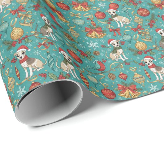 Schlittenfahren den ganzen Tag Geschenkpapier (Rolleneckpunkt)