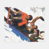 Schlittenfahren Fleecedecke (Vorderseite (Horizontal))