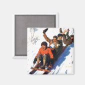 Schlittenfahren Magnet (Vorderseite/Rückseite)