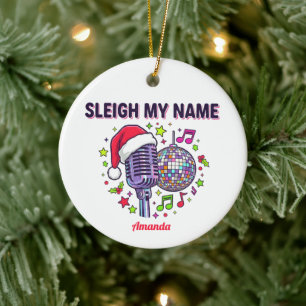 Schlittenfahren Mein Name Lustiges Weihnachtsbauma Keramik Ornament