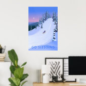 Schlittenfahren Reiseplakat Poster (Heimbüro)