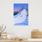 Schlittenfahren Reiseplakat Poster (Küche)