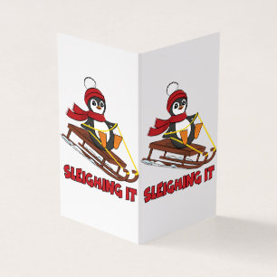 Schlittenfahren - Schneeschlitten Cute Pinguin Win