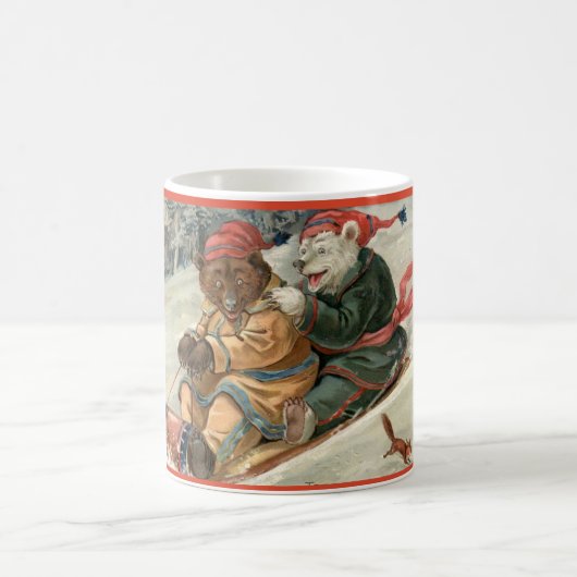 Schlittenfahrende Bären Kaffeetasse (Mittel)