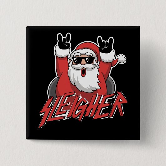 Schlittenfahrender Weihnachtsmann Metal Weihnachte Button (Vorderseite)