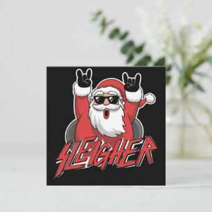 Schlittenfahrender Weihnachtsmann Metal Weihnachte Feiertagskarte
