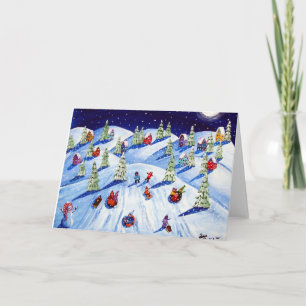 Schlittenfahrt auf der Run Winter Holiday Card des Feiertagskarte